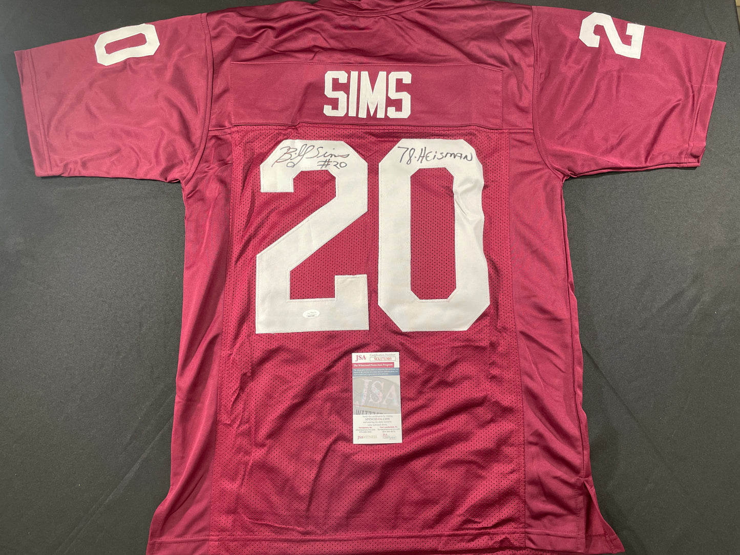 BILLY SIMS Oklahoma OU Sooners SIGNED JERSEY Detriot Lions XL w/78 HEISMAN JSA