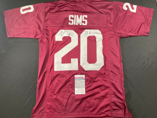 BILLY SIMS Oklahoma OU Sooners SIGNED JERSEY Detriot Lions XL w/78 HEISMAN JSA