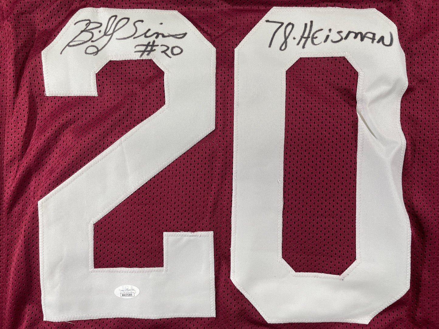 BILLY SIMS Oklahoma OU Sooners SIGNED JERSEY Detriot Lions XL w/78 HEISMAN JSA