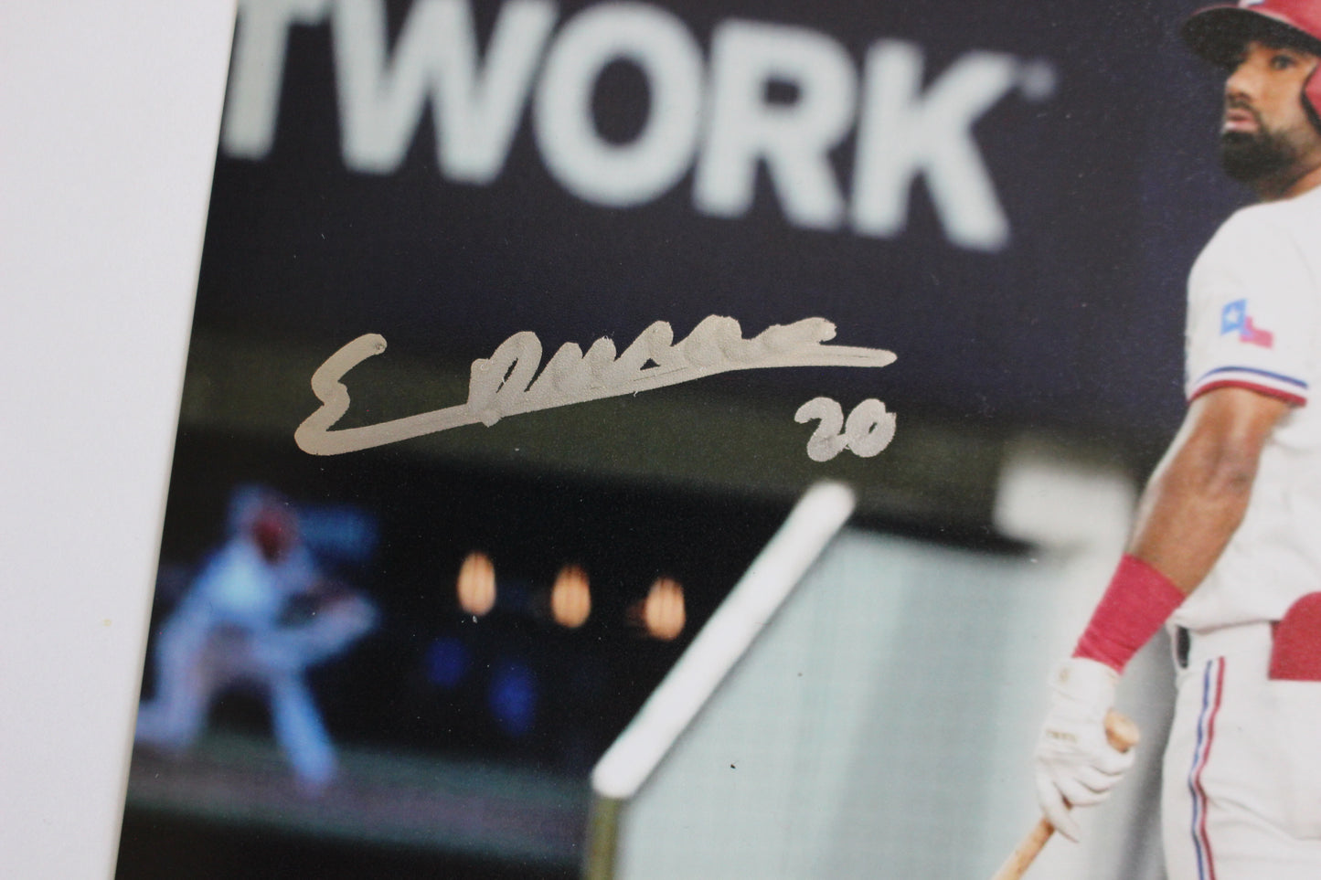 EZEQUIEL DURAN TEXAS RANGERS SIGNED 8x10 PHOTO Red Helmet HR BAS COA