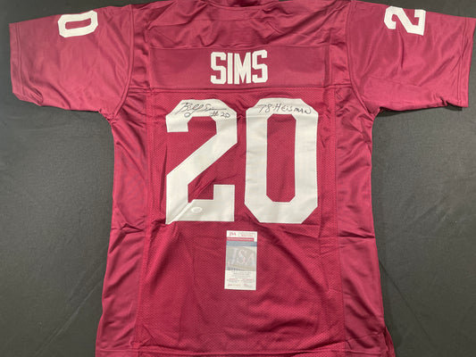 BILLY SIMS Oklahoma OU Sooners SIGNED JERSEY Detriot Lions XL w/78 HEISMAN JSA