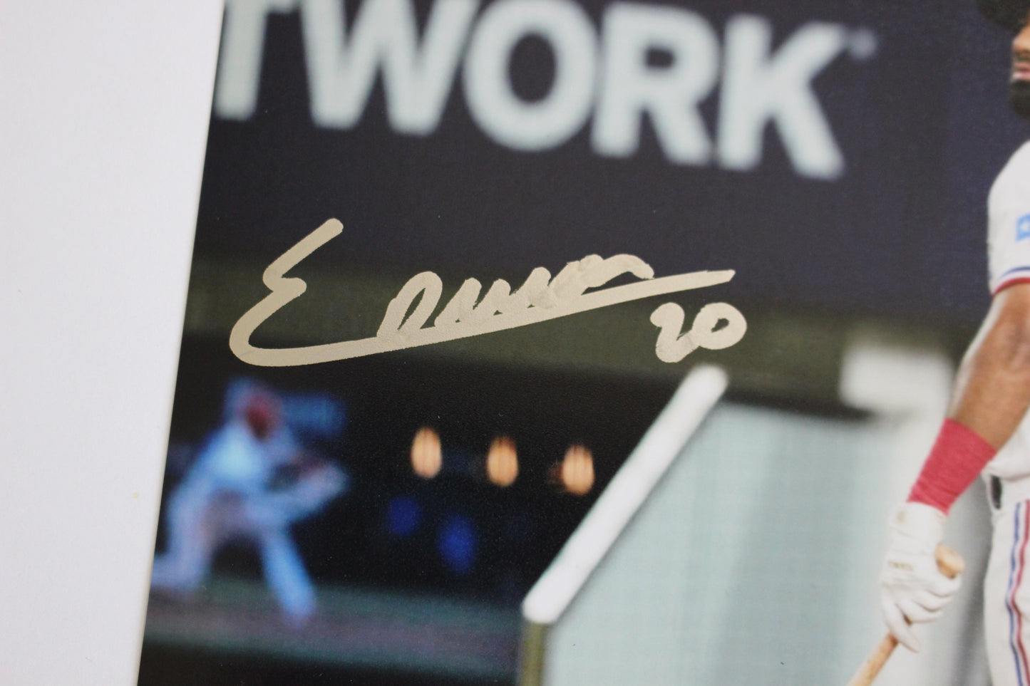 EZEQUIEL DURAN TEXAS RANGERS SIGNED 8x10 PHOTO Red Helmet HR BAS COA