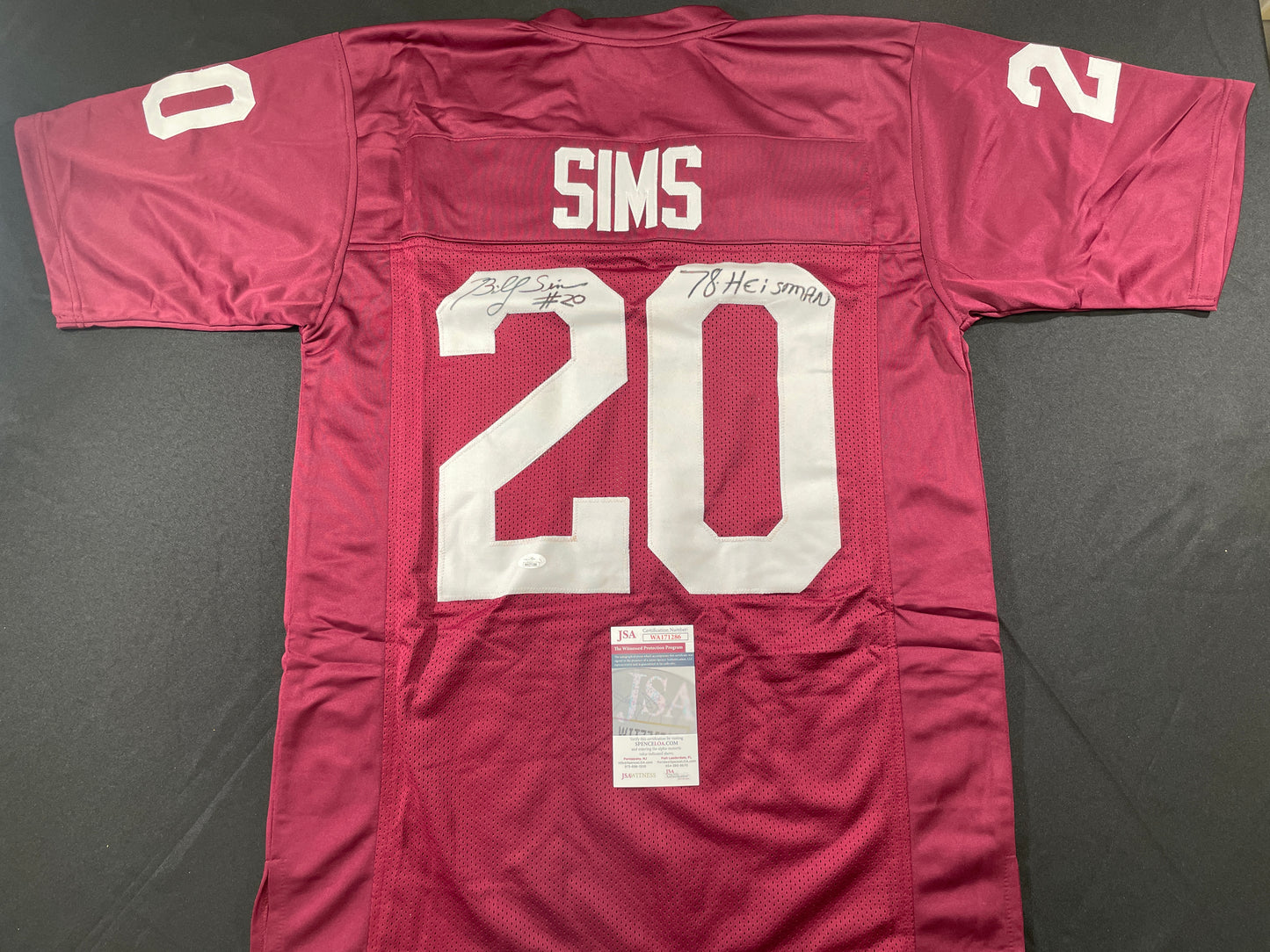 BILLY SIMS Oklahoma OU Sooners SIGNED JERSEY Detriot Lions XL w/78 HEISMAN JSA