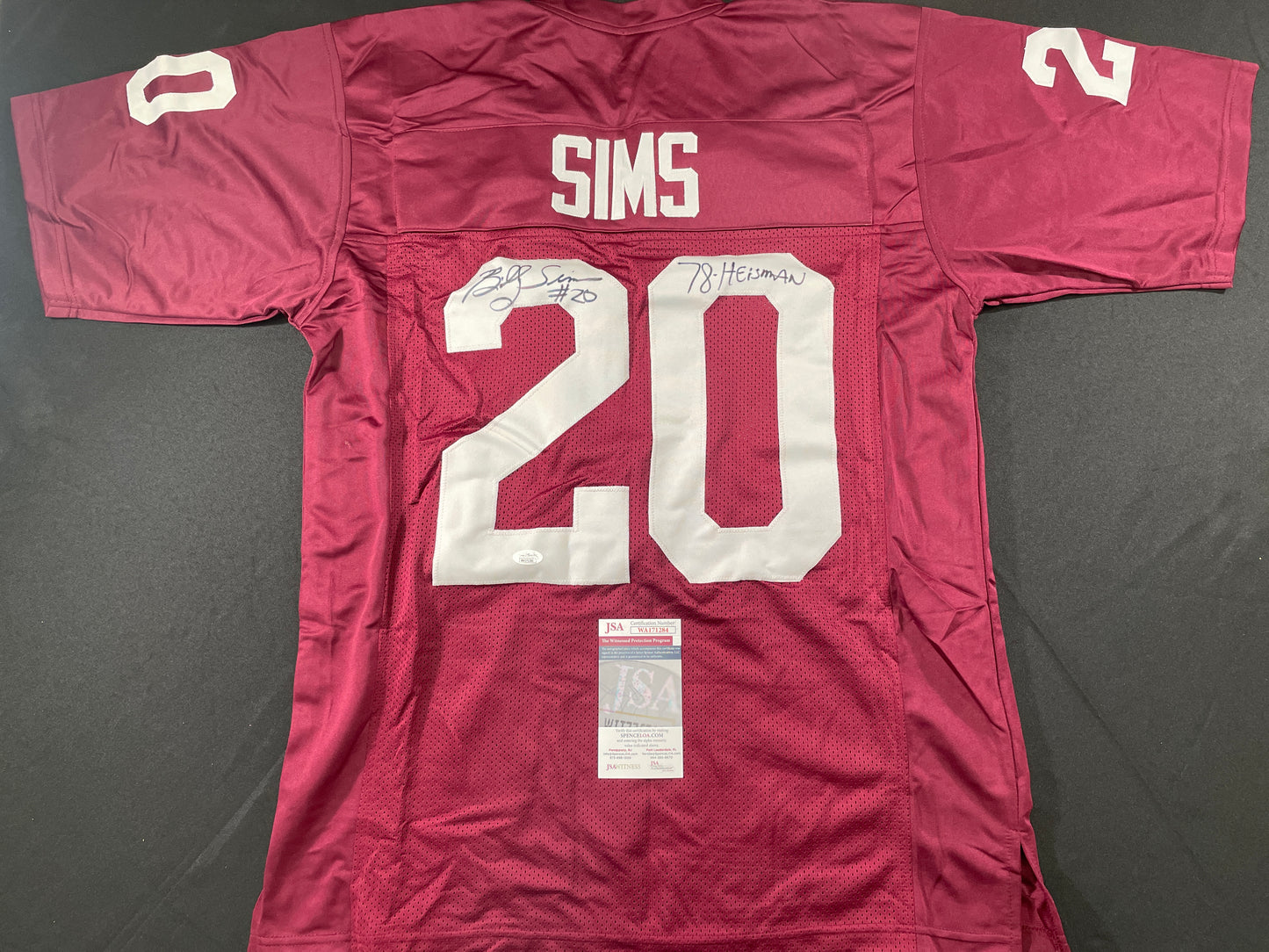 BILLY SIMS Oklahoma OU Sooners SIGNED JERSEY Detriot Lions XL w/78 HEISMAN JSA