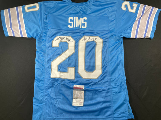 BILLY SIMS DETROIT LIONS SIGNED JERSEY Oklahoma OU Sooners XL w/80 ROY JSA COA