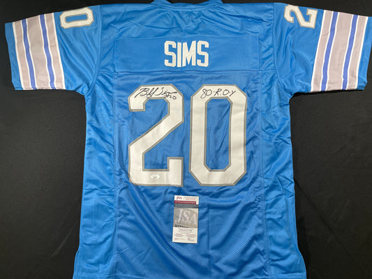 BILLY SIMS DETROIT LIONS SIGNED JERSEY Oklahoma OU Sooners XL w/80 ROY JSA COA