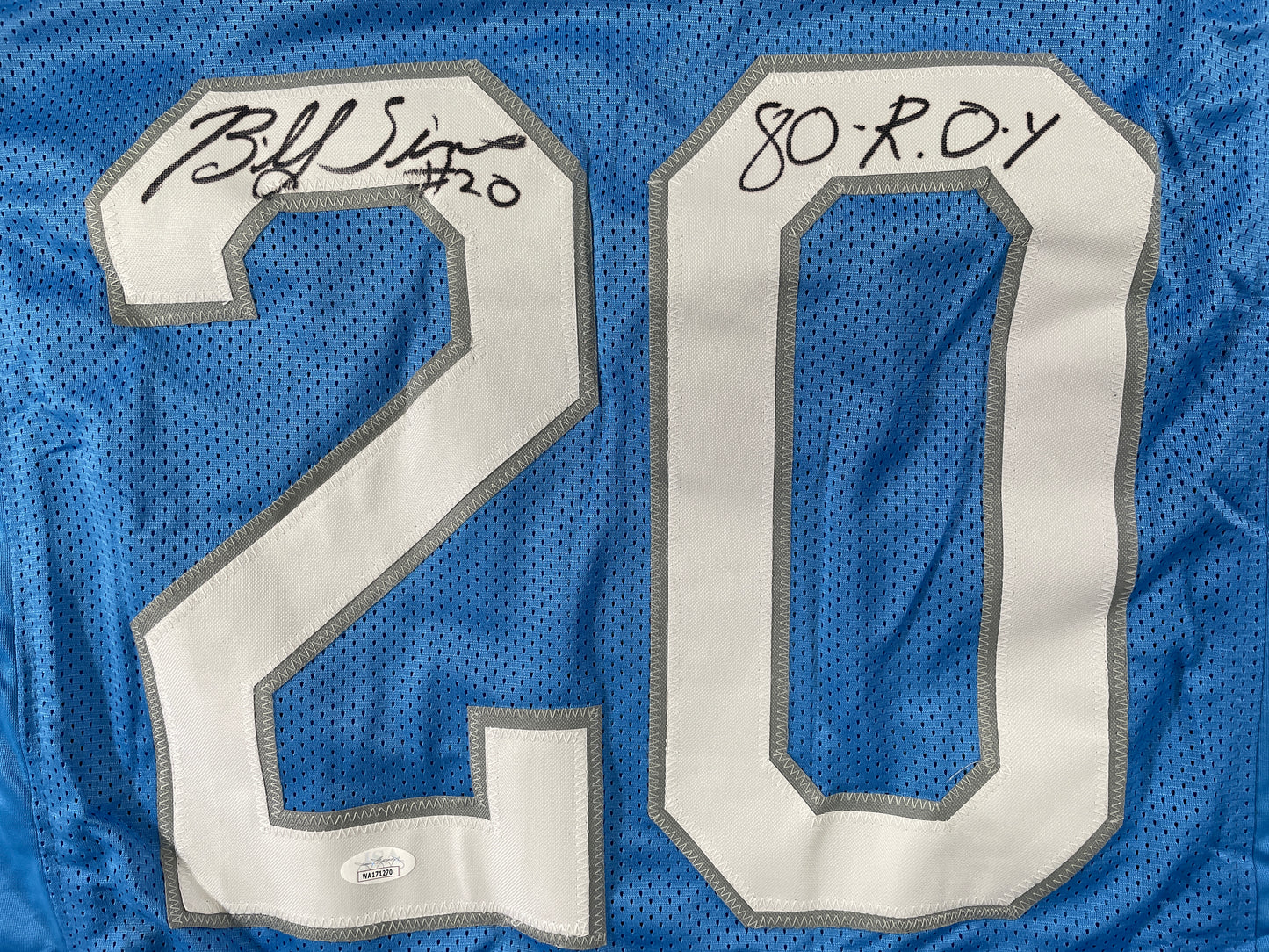 BILLY SIMS DETROIT LIONS SIGNED JERSEY Oklahoma OU Sooners XL w/80 ROY JSA COA