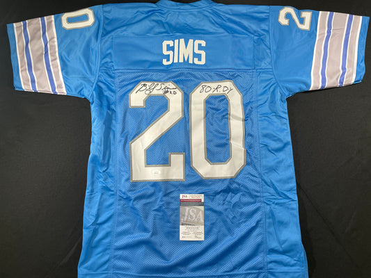 BILLY SIMS DETROIT LIONS SIGNED JERSEY Oklahoma OU Sooners XL w/80 ROY JSA COA