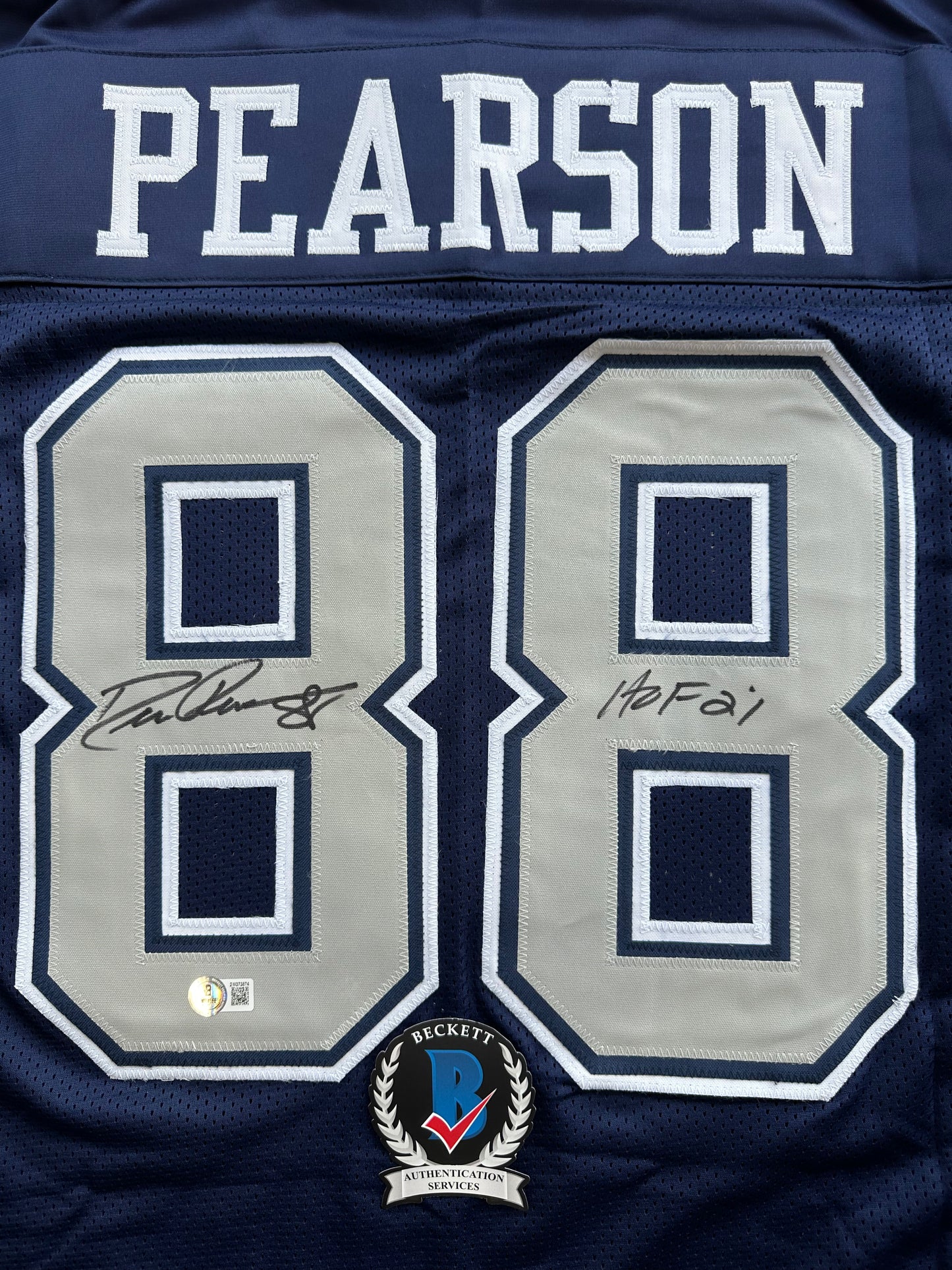 DREW PEARSON DALLAS COWBOYS SIGNED BLUE JERSEY w/HOF 21 Inscription BAS