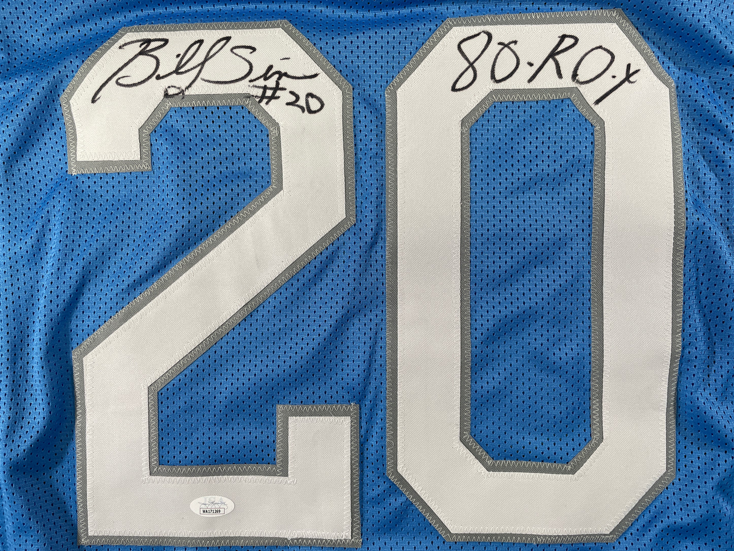 BILLY SIMS DETROIT LIONS SIGNED JERSEY Oklahoma OU Sooners XL w/80 ROY JSA COA