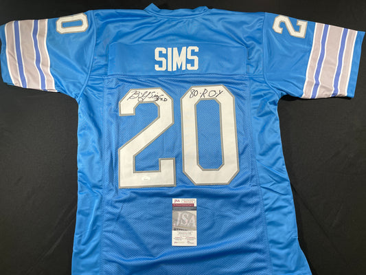 BILLY SIMS DETROIT LIONS SIGNED JERSEY Oklahoma OU Sooners XL w/80 ROY JSA COA