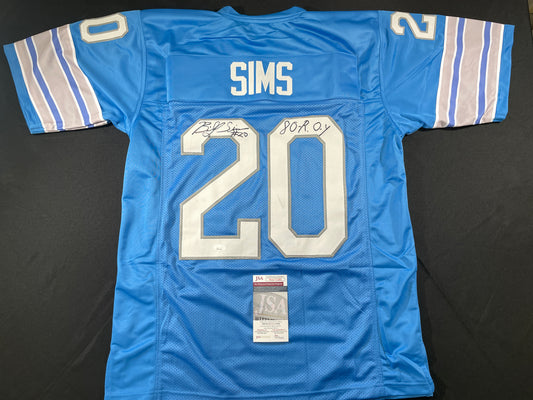BILLY SIMS DETROIT LIONS SIGNED JERSEY Oklahoma OU Sooners XL w/80 ROY JSA COA