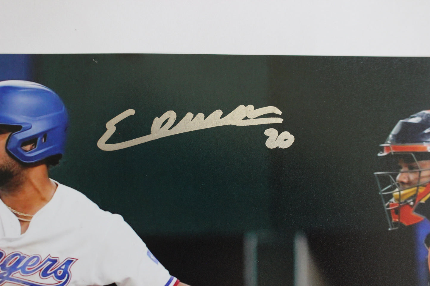 EZEQUIEL DURAN TEXAS RANGERS SIGNED 8x10 PHOTO Blue Helmet BAS COA