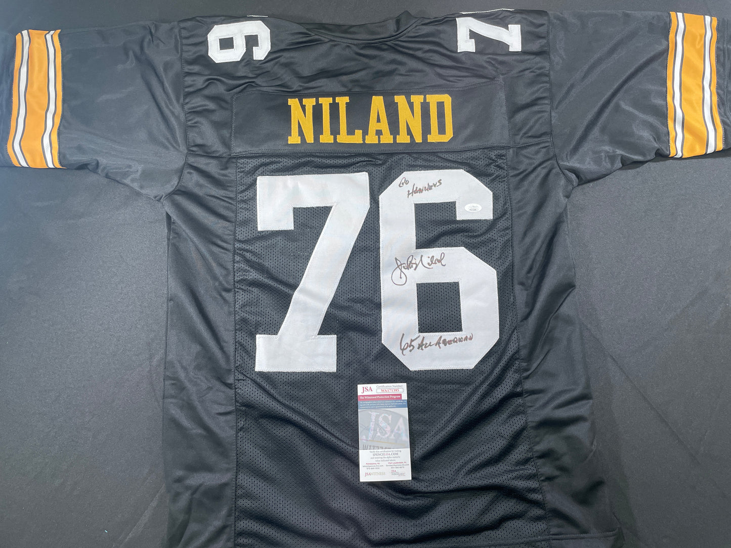 JOHN NILAND IOWA HAWKEYES SIGNED JERSEY Cowboys w/INSCs JSA COA