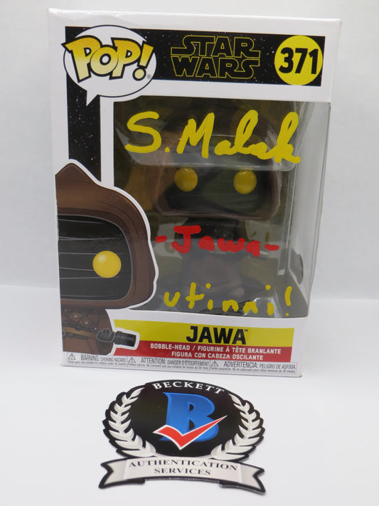 SUSANNA MALAAK SIGNED FUNKO POP JAWA STAR WARS w/Jawa & utinni! BAS COA