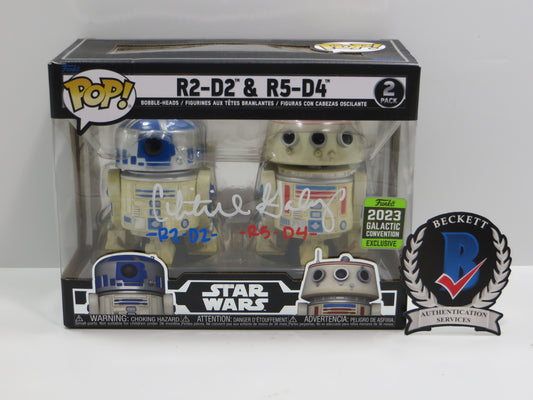 CHRISTINE GALEY SIGNED 2 PACK FUNKO POP STAR WARS w/R2D2 & R5D4 BAS COA