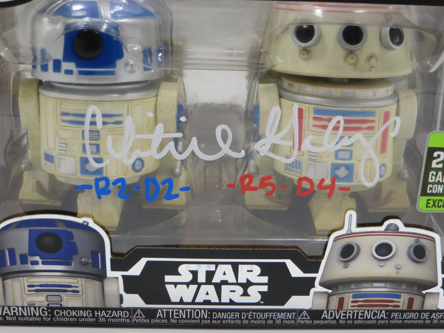 CHRISTINE GALEY SIGNED 2 PACK FUNKO POP STAR WARS w/R2D2 & R5D4 BAS COA