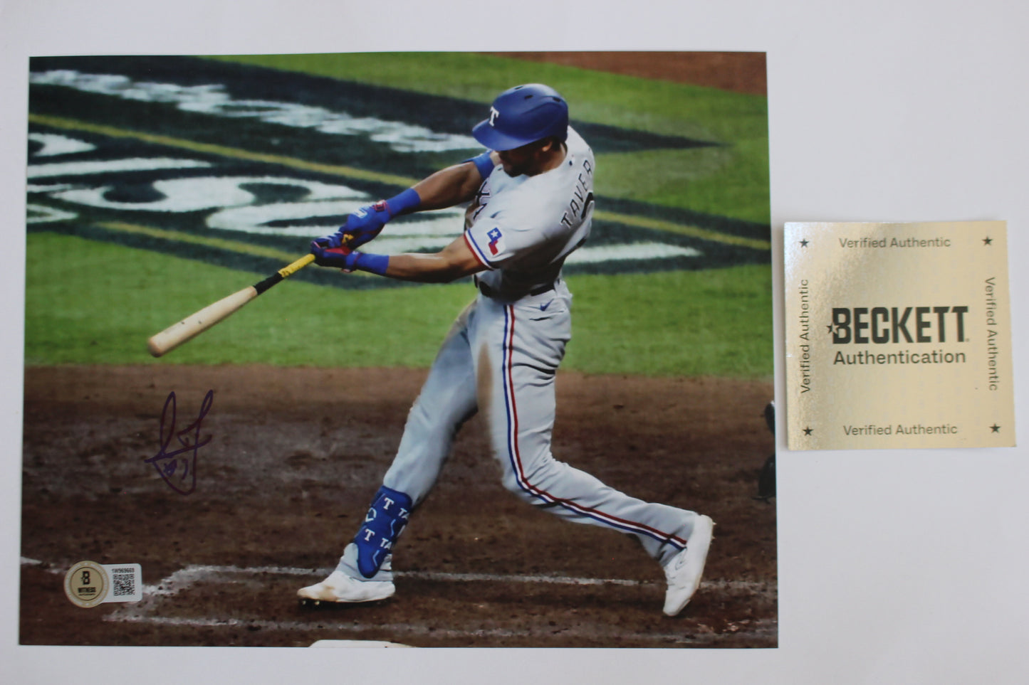 LEODY TAVARAS TEXAS RANGERS SIGNED 8x10 2023 World Series BAS COA