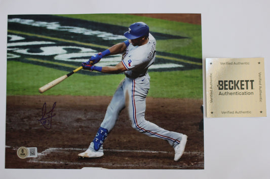 LEODY TAVARAS TEXAS RANGERS SIGNED 8x10 2023 World Series BAS COA