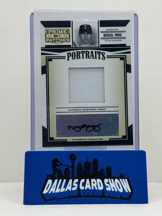 2005 Donruss Prime Patches #P-21 Michael Young Portraits Patch Autograph /150