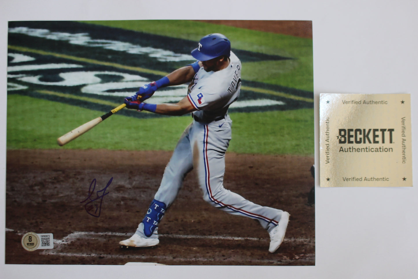 LEODY TAVARAS TEXAS RANGERS SIGNED 8x10 2023 World Series BAS COA