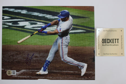 LEODY TAVARAS TEXAS RANGERS SIGNED 8x10 2023 World Series BAS COA