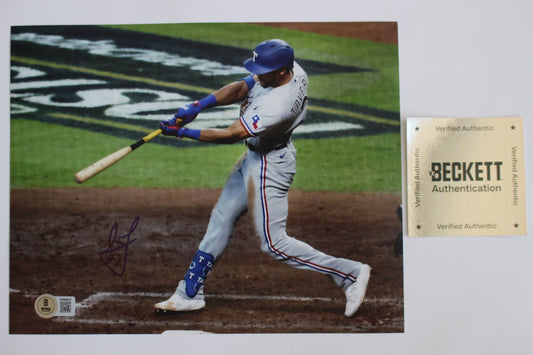 LEODY TAVARAS TEXAS RANGERS SIGNED 8x10 2023 World Series BAS COA