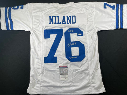 JOHN NILAND DALLAS COWBOYS SIGNED JERSEY Iowa Hawkeyes w/INSCs JSA COA
