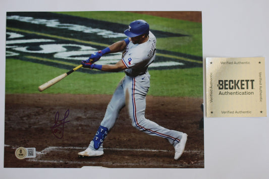 LEODY TAVARAS TEXAS RANGERS SIGNED 8x10 2023 World Series BAS COA