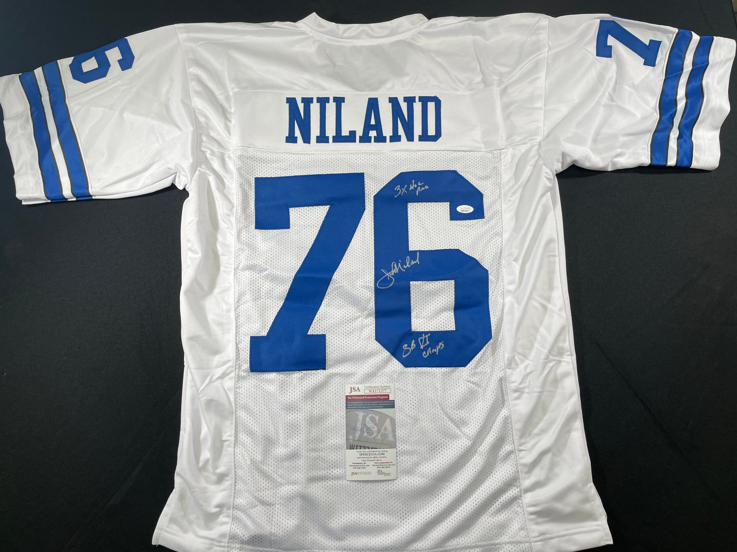 JOHN NILAND DALLAS COWBOYS SIGNED JERSEY Iowa Hawkeyes w/INSCs JSA COA