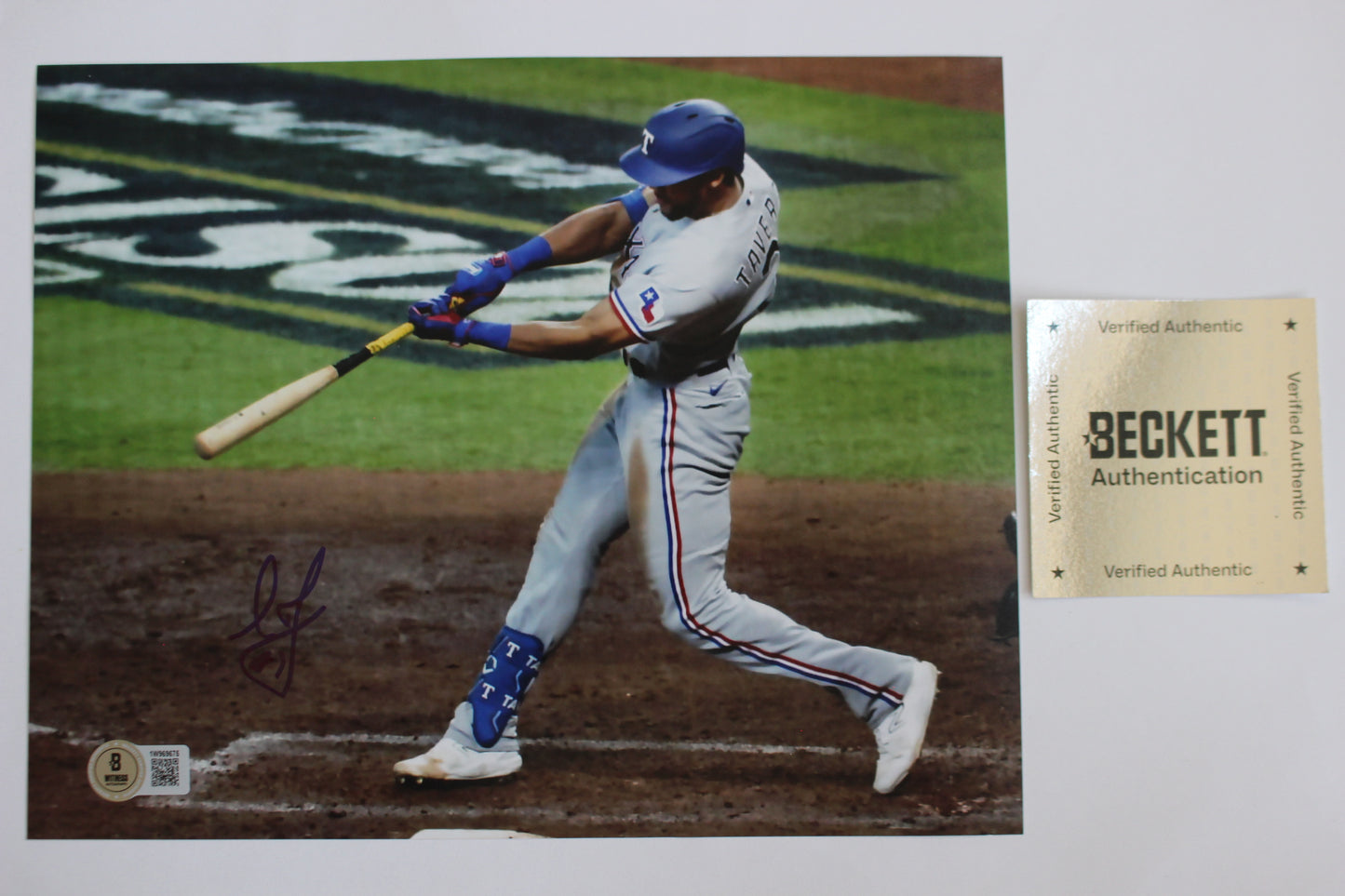 LEODY TAVARAS TEXAS RANGERS SIGNED 8x10 2023 World Series BAS COA