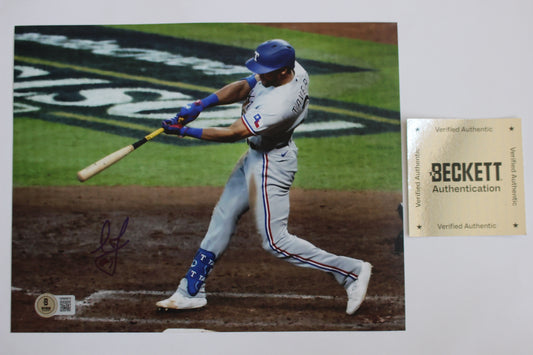 LEODY TAVARAS TEXAS RANGERS SIGNED 8x10 2023 World Series BAS COA