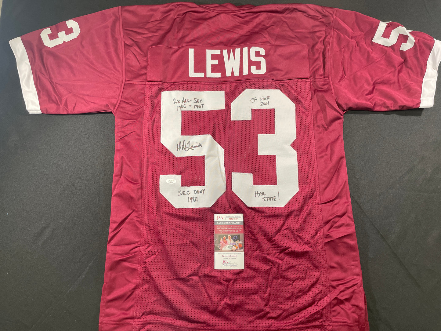 DD LEWIS MISSISSIPPI STATE BULLDOGS SIGNED JERSEY Dallas Cowboys XL w/INSC JSA