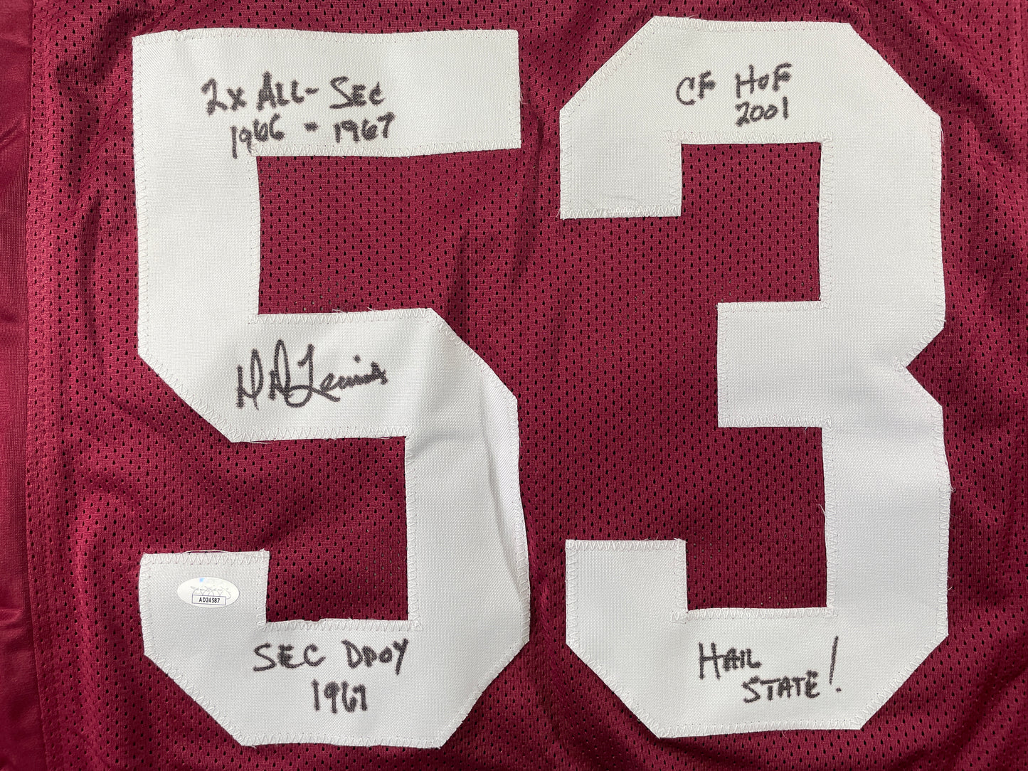 DD LEWIS MISSISSIPPI STATE BULLDOGS SIGNED JERSEY Dallas Cowboys XL w/INSC JSA