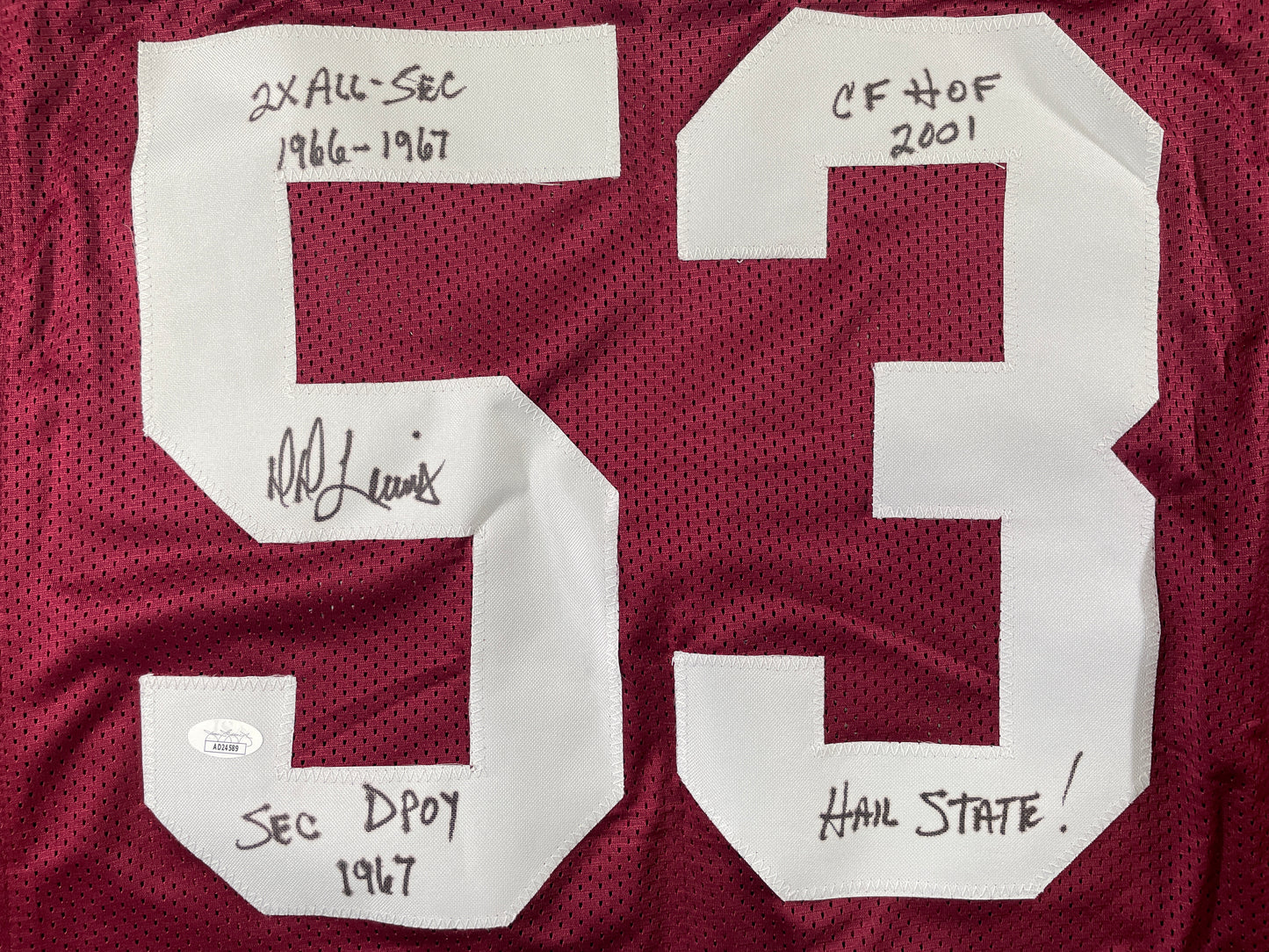 DD LEWIS MISSISSIPPI STATE BULLDOGS SIGNED JERSEY Dallas Cowboys XL w/INSC JSA