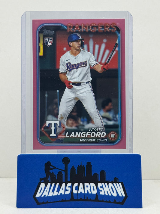2024 Topps Update Wyatt Langford Rookie Debut Mothers Day Pink /50