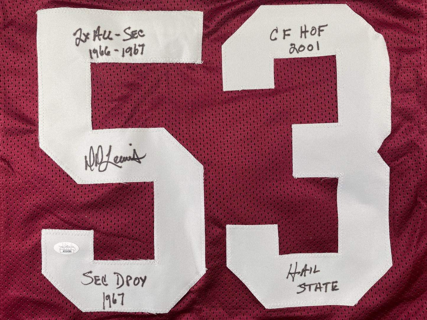 DD LEWIS MISSISSIPPI STATE BULLDOGS SIGNED JERSEY Dallas Cowboys XL w/INSC JSA