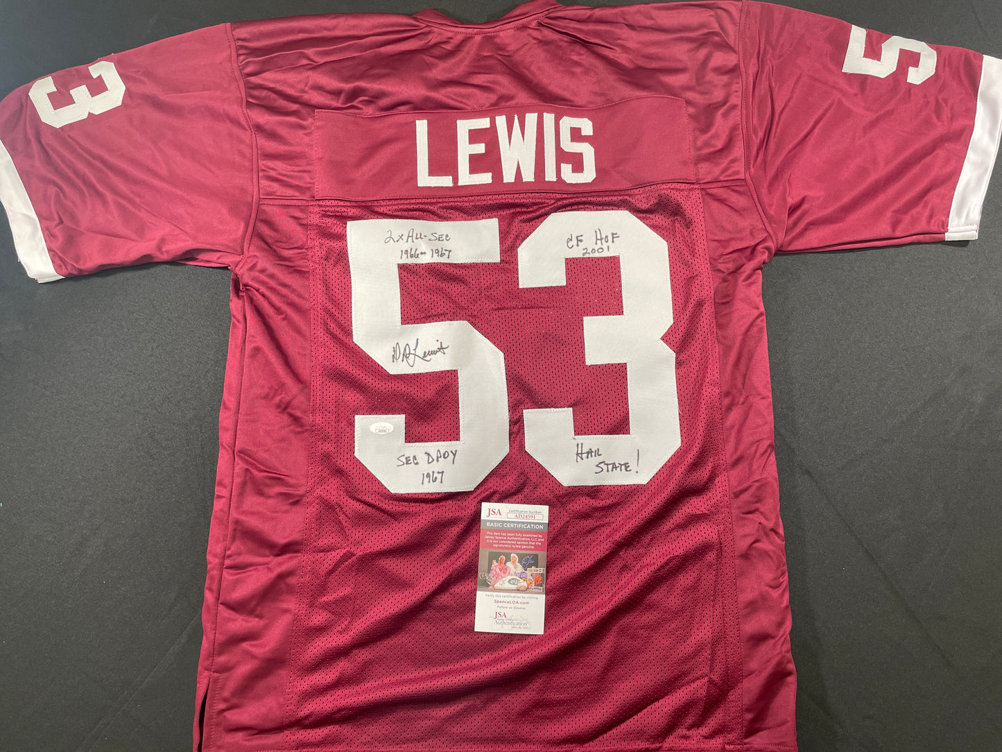 DD LEWIS MISSISSIPPI STATE BULLDOGS SIGNED JERSEY Dallas Cowboys XL w/INSC JSA
