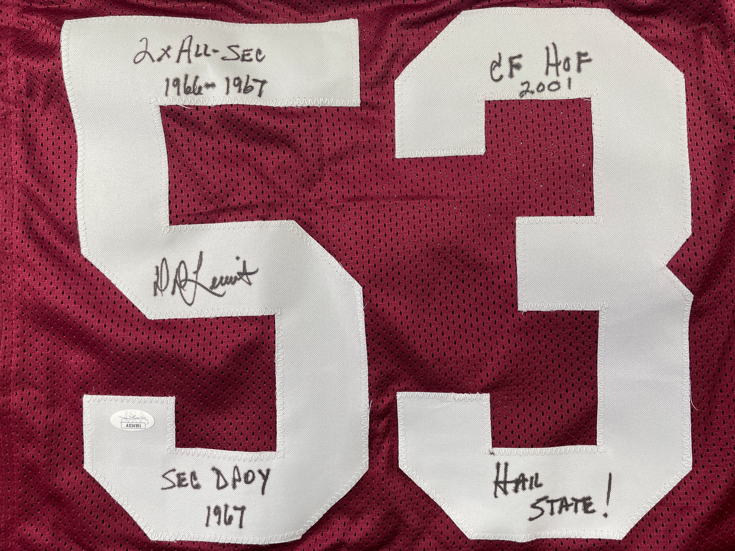 DD LEWIS MISSISSIPPI STATE BULLDOGS SIGNED JERSEY Dallas Cowboys XL w/INSC JSA