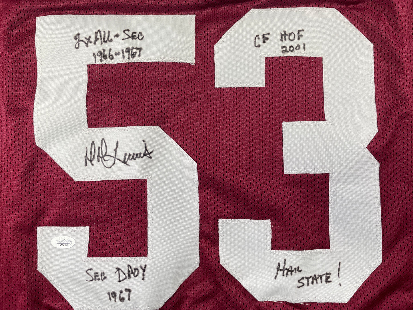 DD LEWIS MISSISSIPPI STATE BULLDOGS SIGNED JERSEY Dallas Cowboys XL w/INSC JSA