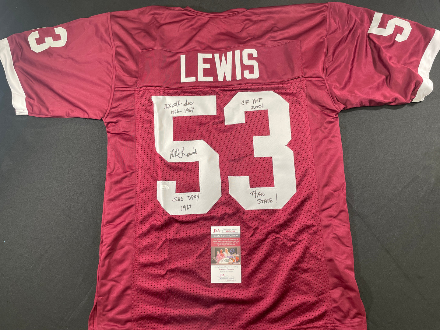 DD LEWIS MISSISSIPPI STATE BULLDOGS SIGNED JERSEY Dallas Cowboys XL w/INSC JSA