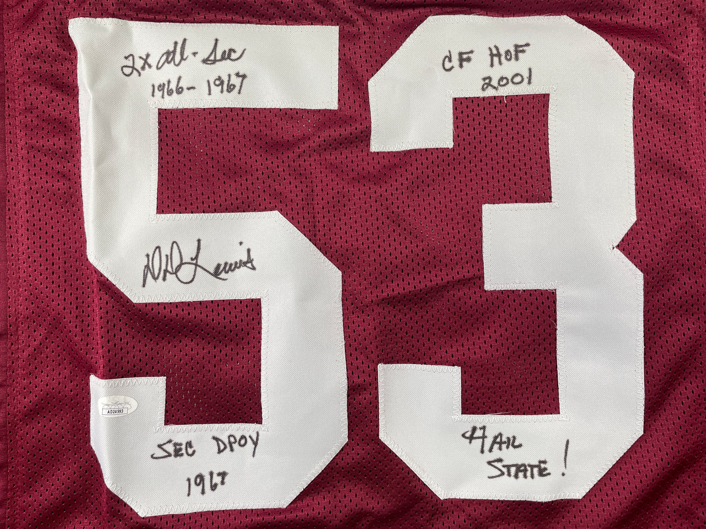 DD LEWIS MISSISSIPPI STATE BULLDOGS SIGNED JERSEY Dallas Cowboys XL w/INSC JSA