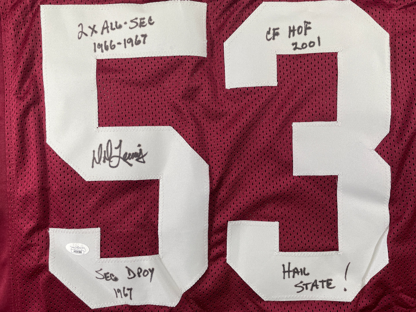 DD LEWIS MISSISSIPPI STATE BULLDOGS SIGNED JERSEY Dallas Cowboys XL w/INSC JSA