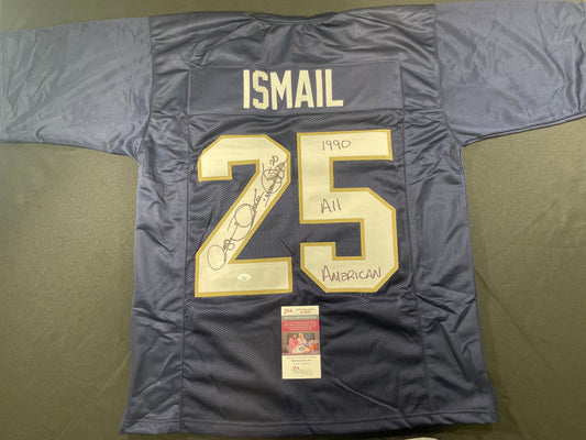 ROCKET ISMAIL NOTRE DAME SIGNED JERSEY (FULL SIG) w/"1990 All American" JSA