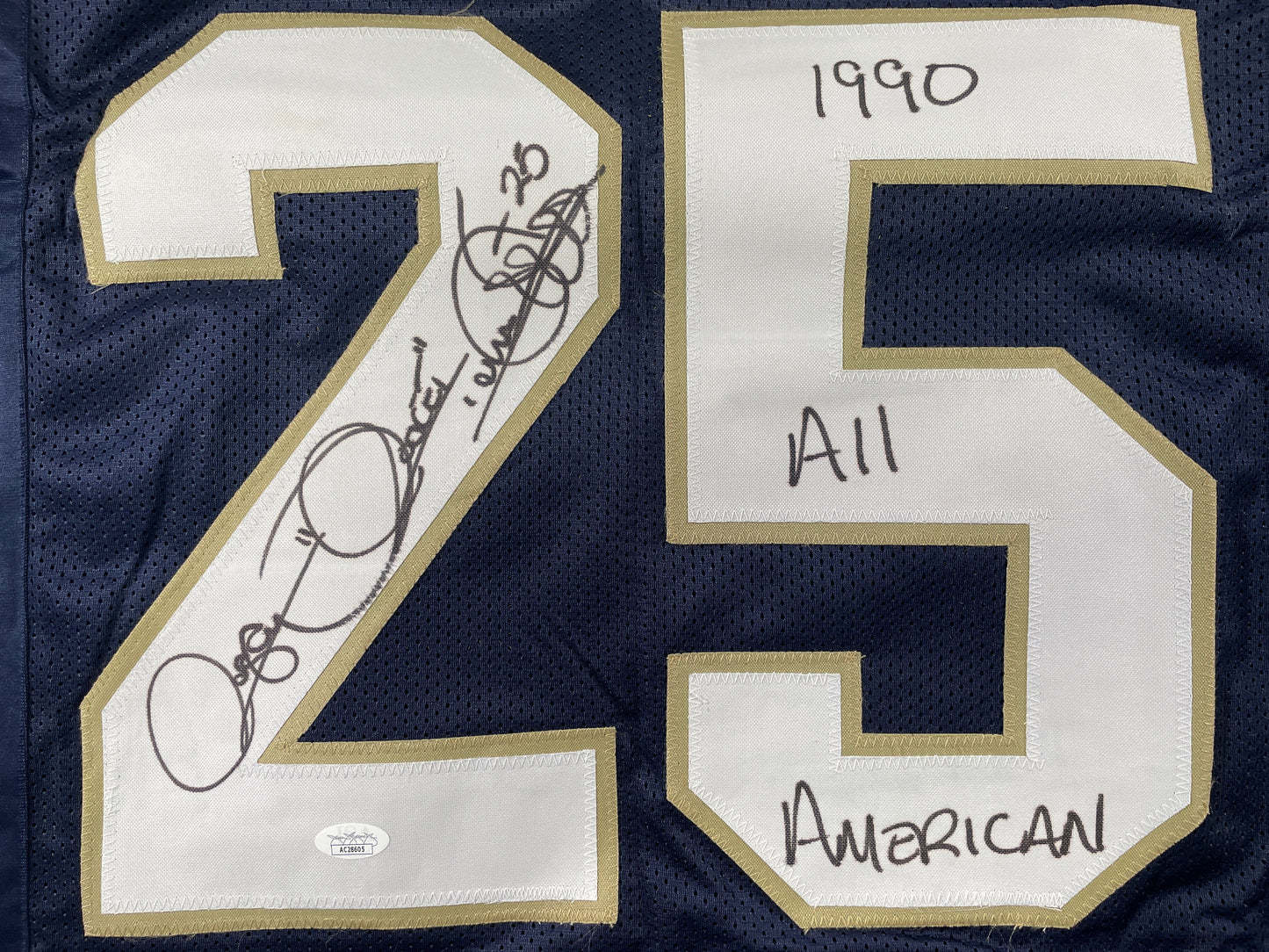 ROCKET ISMAIL NOTRE DAME SIGNED JERSEY (FULL SIG) w/"1990 All American" JSA