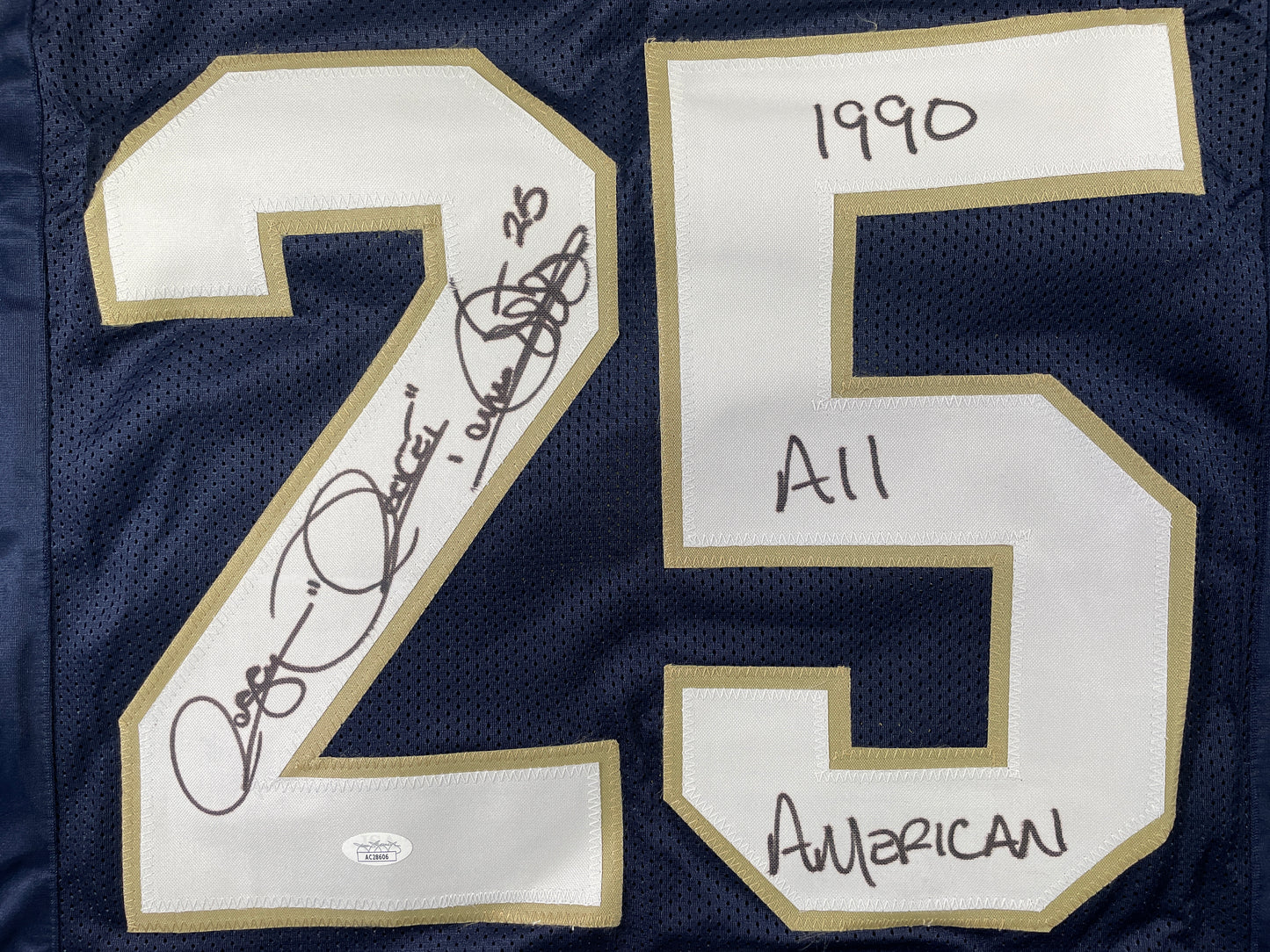 ROCKET ISMAIL NOTRE DAME SIGNED JERSEY (FULL SIG) w/"1990 All American" JSA
