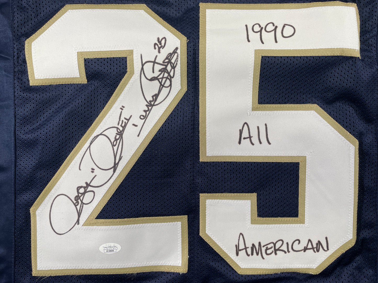 ROCKET ISMAIL NOTRE DAME SIGNED JERSEY (FULL SIG) w/"1990 All American" JSA