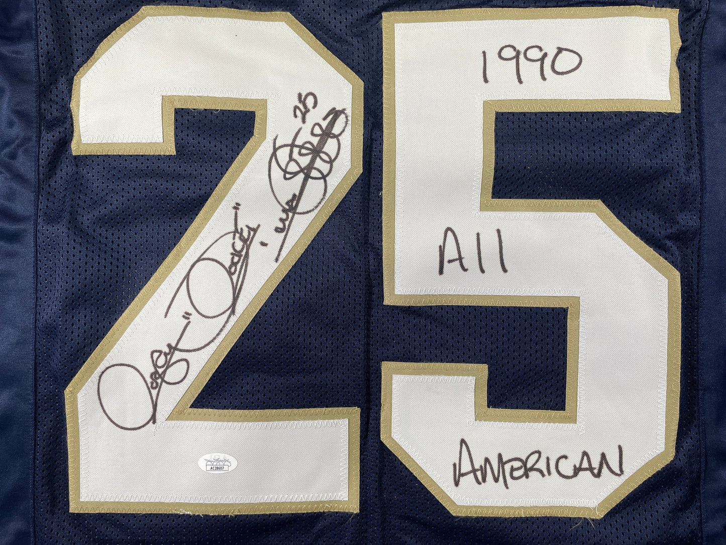 ROCKET ISMAIL NOTRE DAME SIGNED JERSEY (FULL SIG) w/"1990 All American" JSA