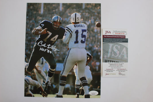 BOB LILLY DALLAS COWBOYS SIGNED 8x10 PHOTO vs COLTS w/HOF 80 JSA COA