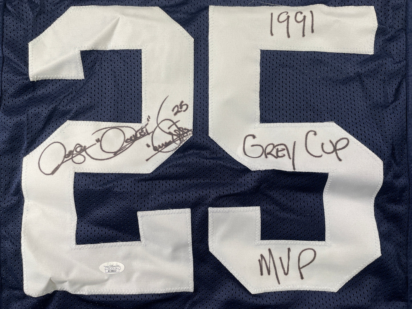 ROCKET ISMAIL TORONTO ARGONAUTS SIGNED JERSEY (FULL SIG) w/"1991 Grey Cup MVP" JSA
